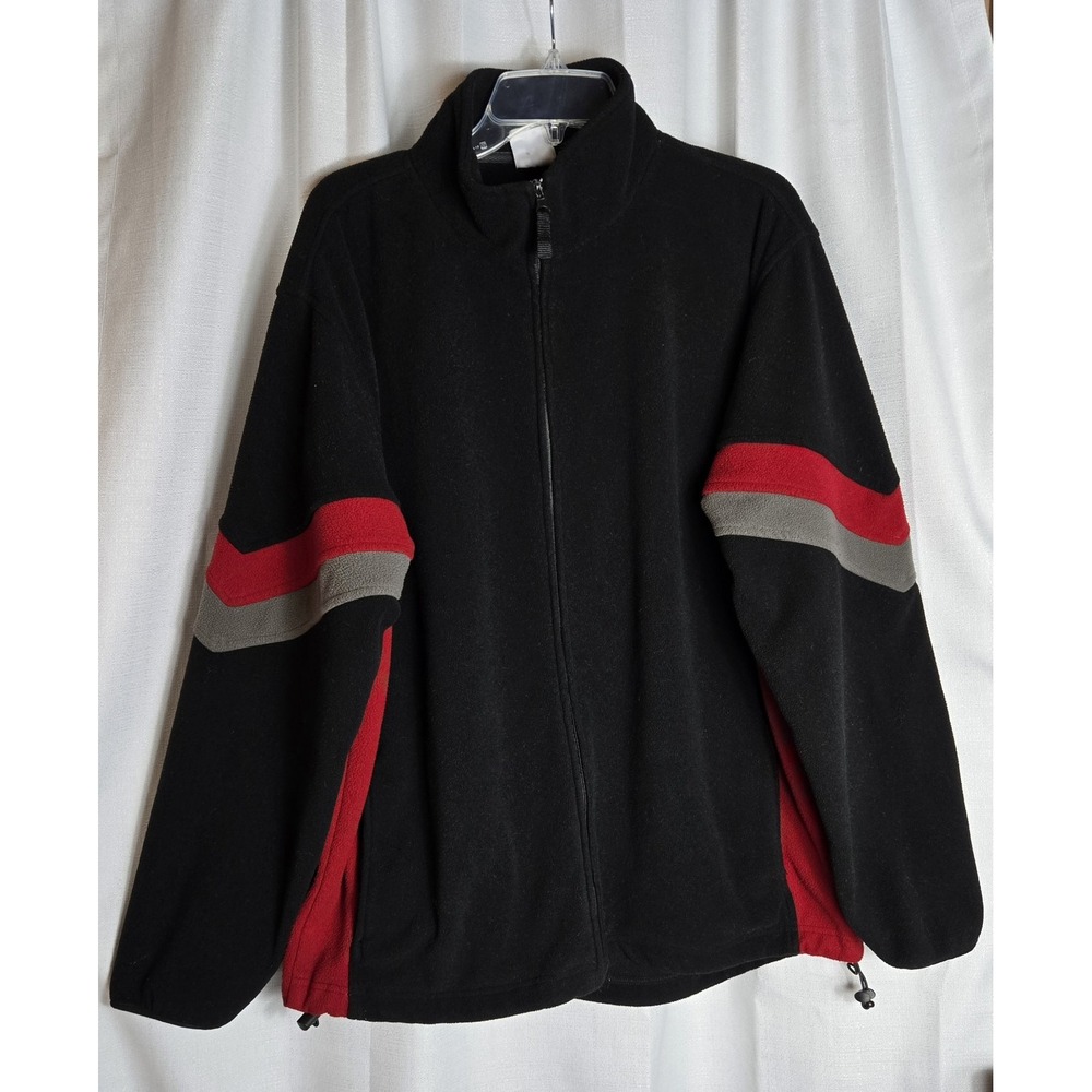 EAGLE CANYON Men's‎ Full Zipper Fleece Jacket Retro Colorblock Black Red Size XL